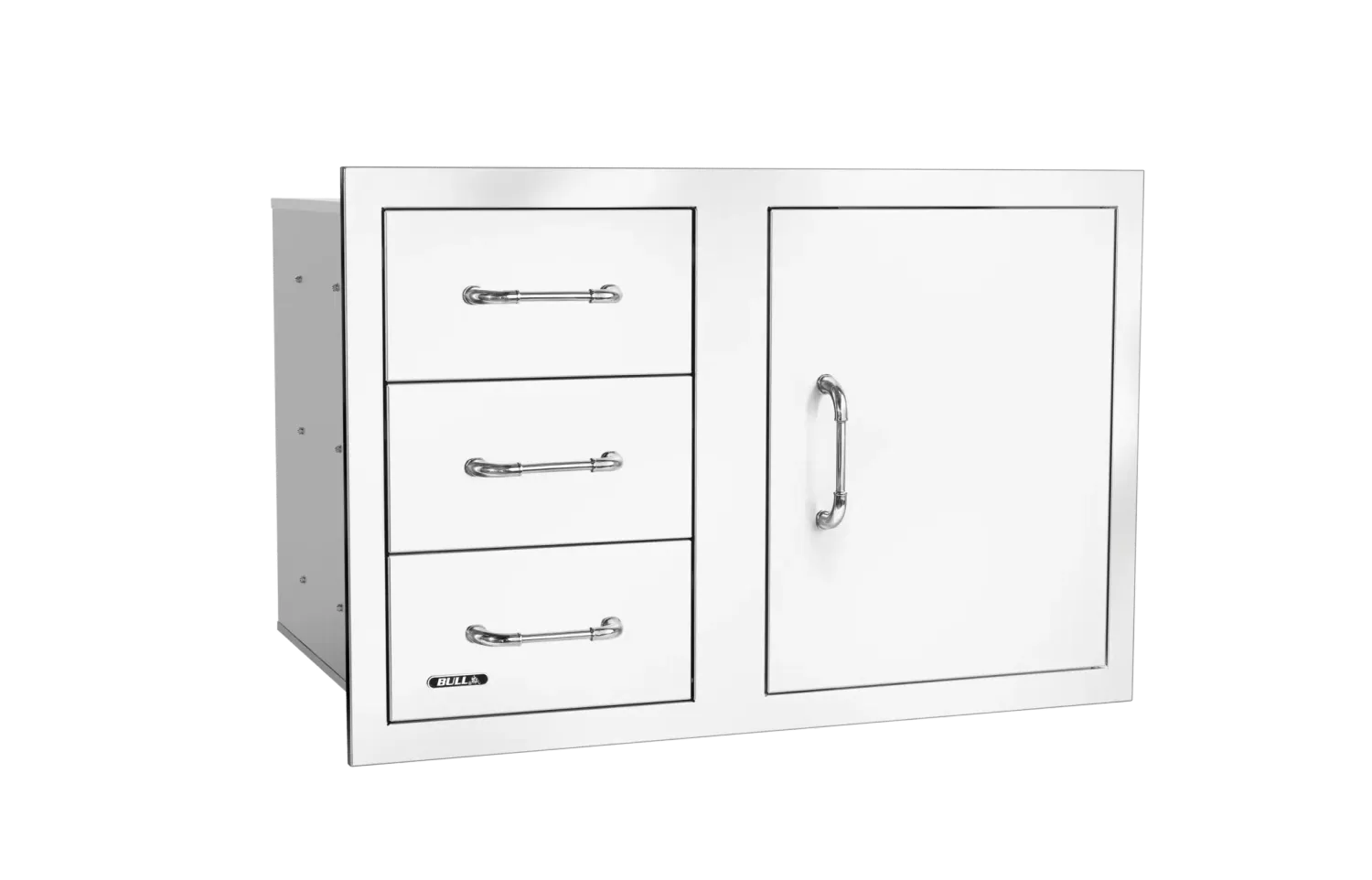 Bull Grill 80cm Tür-Schubladenkombi Edelstahl 3-fach