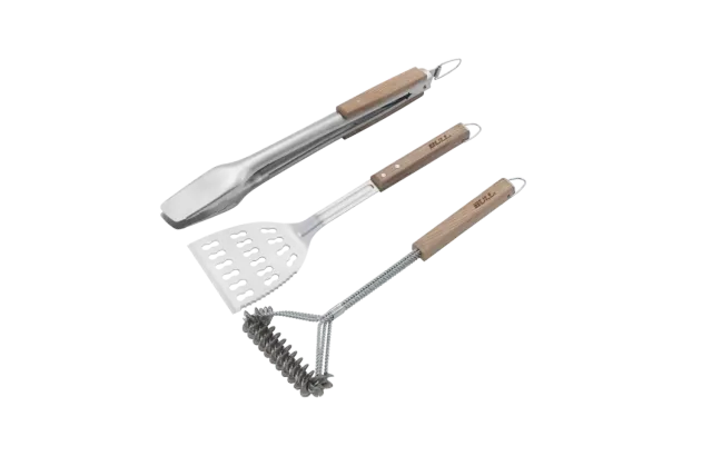 Bull Grill 3-teiliges Grillbesteck-Set Zange Bürste Spatel
