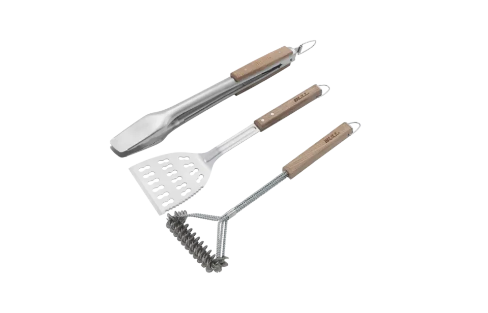 Bull Grill 3-teiliges Grillbesteck-Set Zange Bürste Spatel