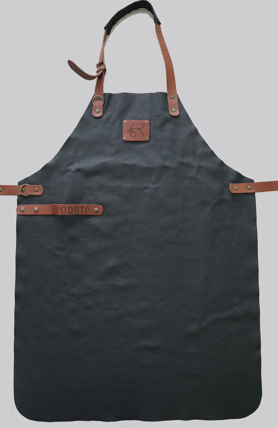 Roostr Grillschürze Leder 82 cm Schwarz Narbenleder