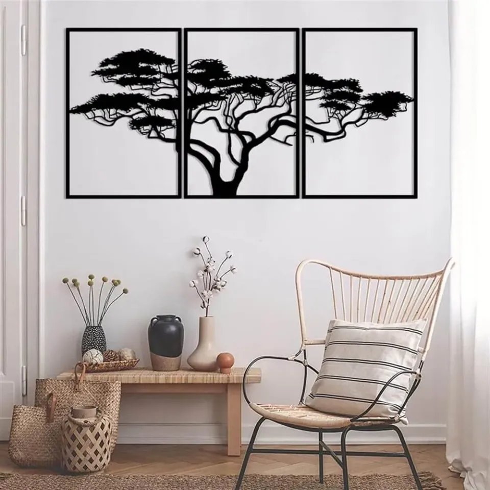 Homeparadise Afrikanischer Baum Wanddeko 60x120 3tlg