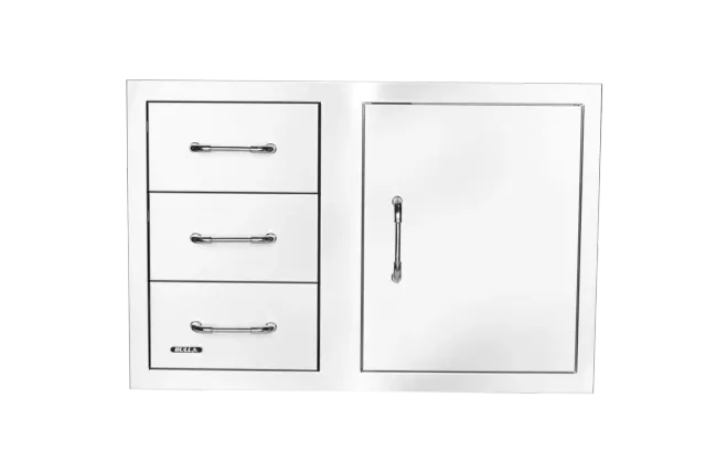 Bull Grill 80cm Tür-Schubladenkombi Edelstahl 3-fach