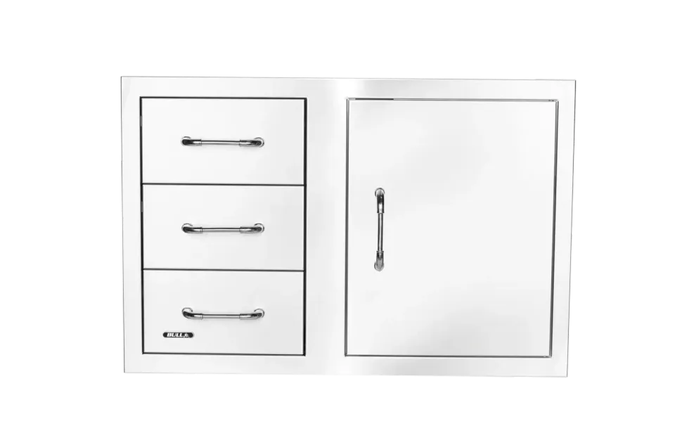 Bull Grill 80cm Tür-Schubladenkombi Edelstahl 3-fach