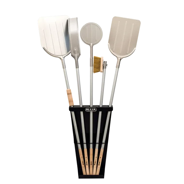 Bull Grill Pizza Tools Kit Pizzazubehör mit Ständer schwarz