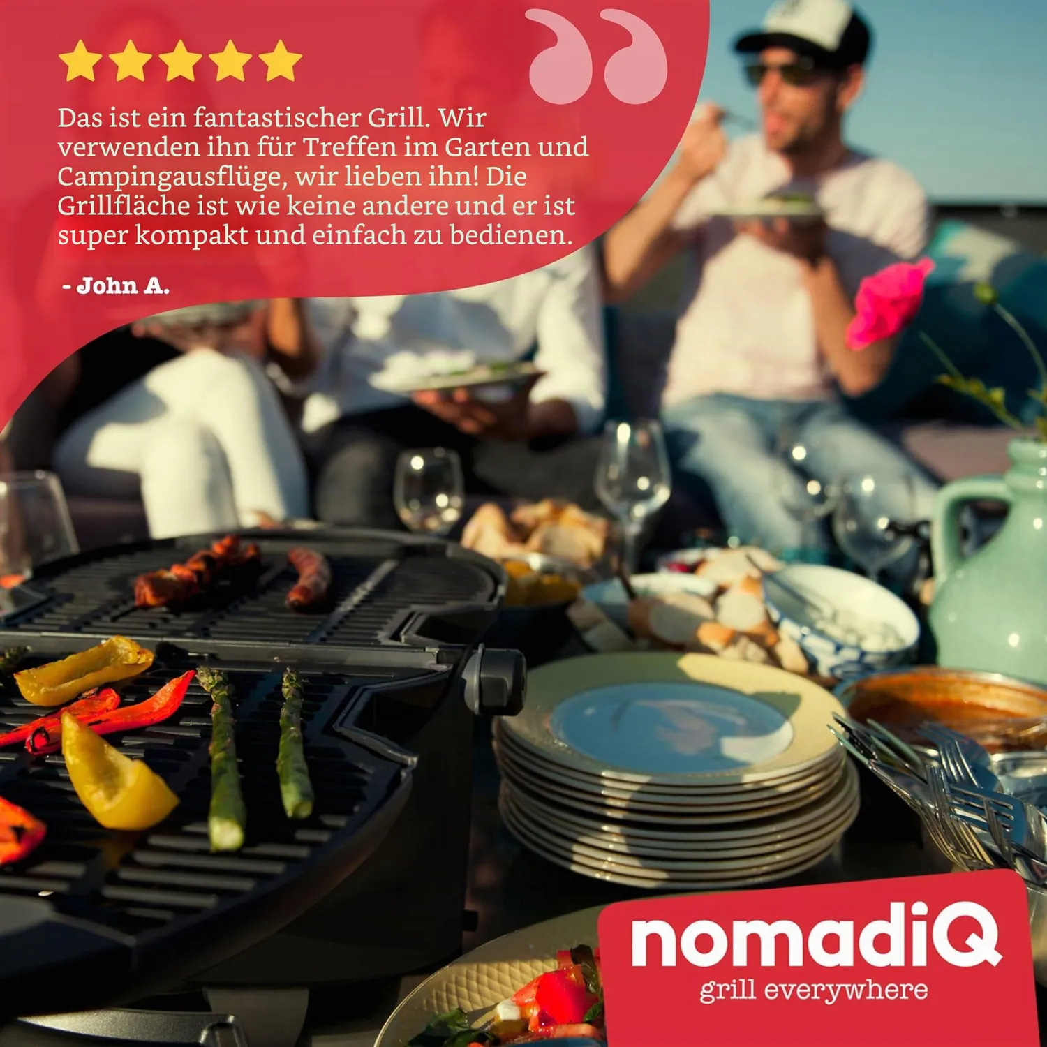 NomadiQ BBQ 2.0 Tischgrill Schwarz 2 Brenner Alu