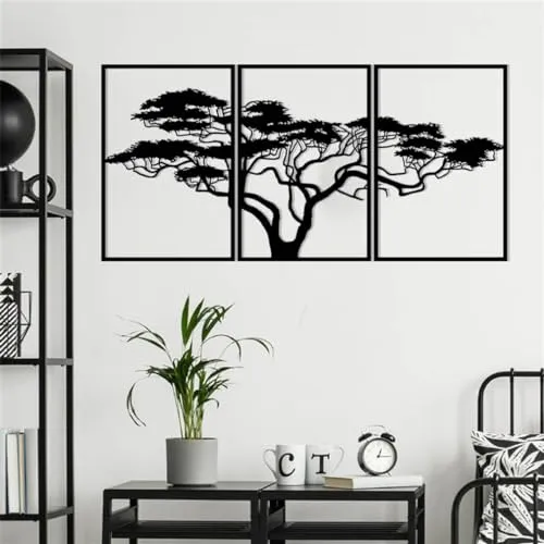 Homeparadise Afrikanischer Baum Wanddeko 60x120 3tlg