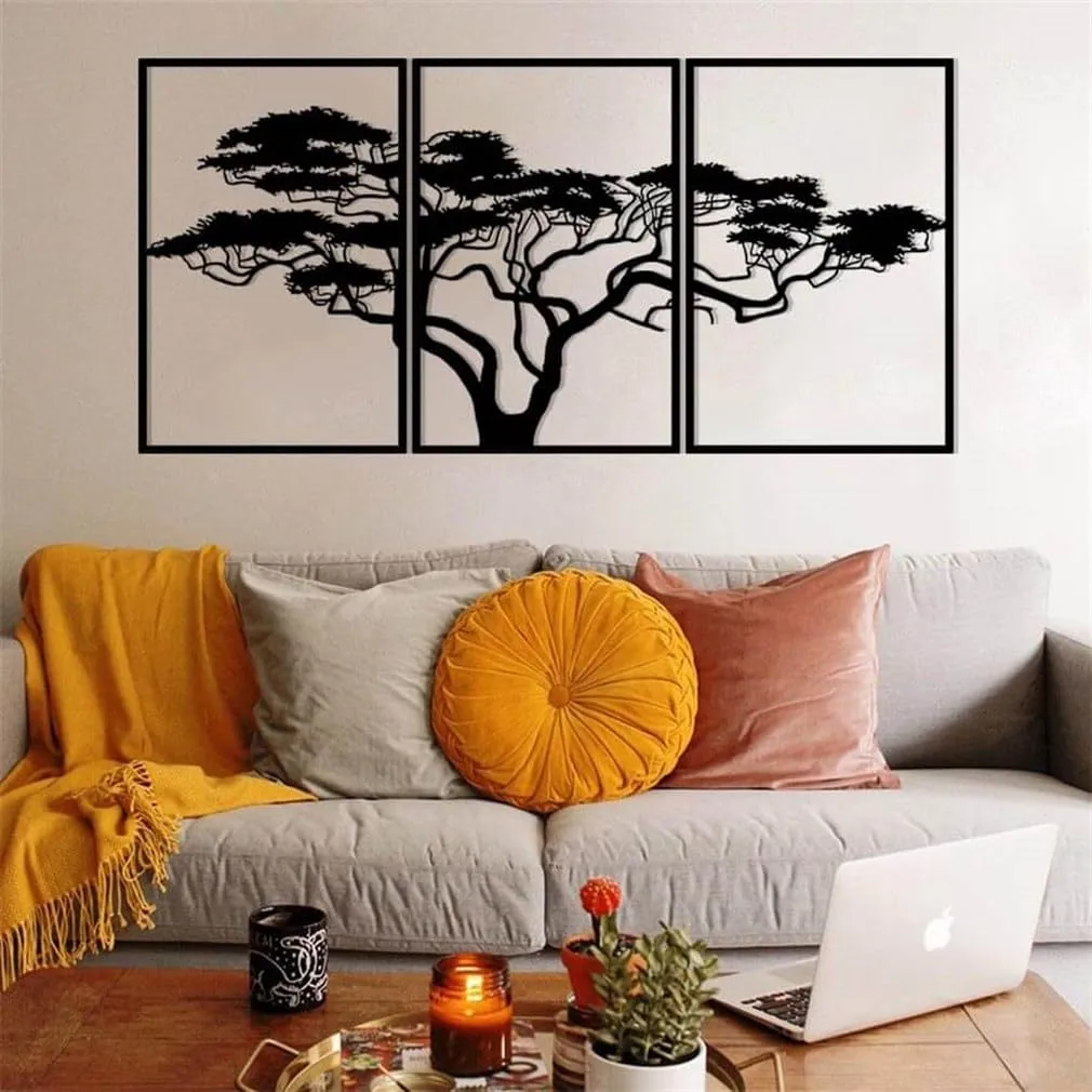 Homeparadise Afrikanischer Baum Wanddeko 60x120 3tlg