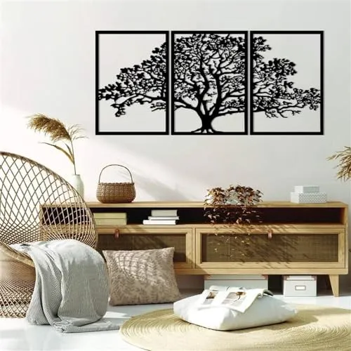 Homeparadise Baum des Lebens Wanddeko Metall 60x130cm schwarz