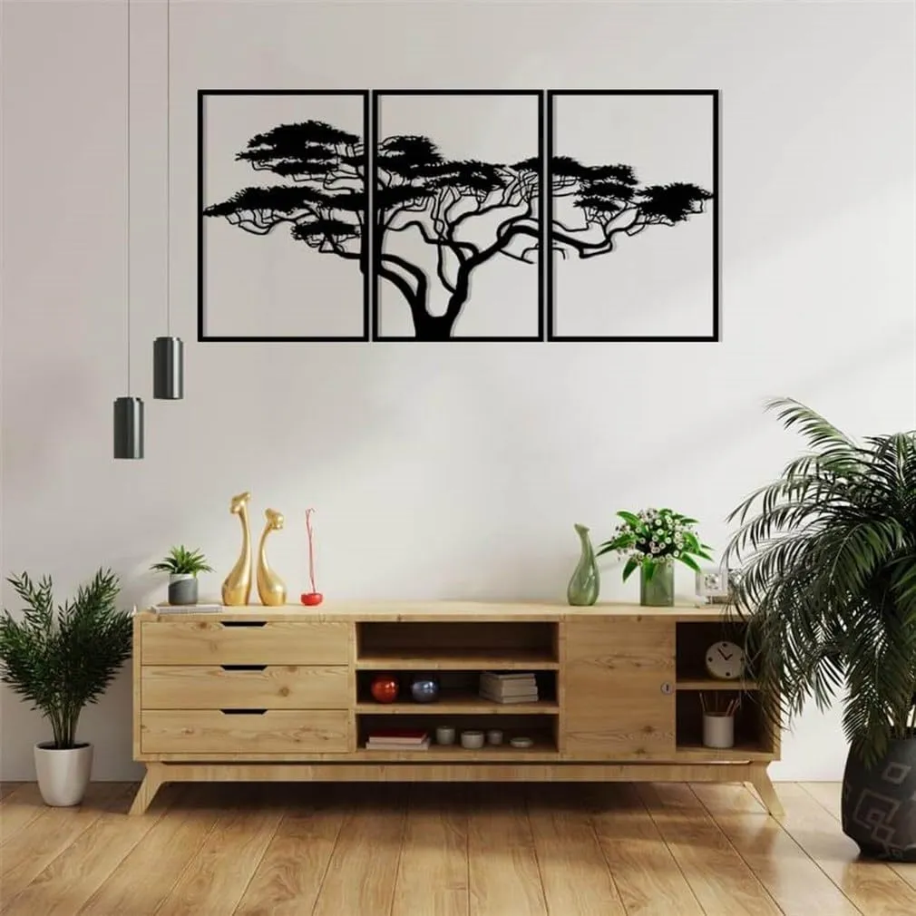 Homeparadise Afrikanischer Baum Wanddeko 60x120 3tlg