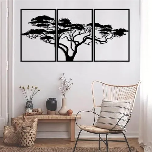 Homeparadise Afrikanischer Baum Wanddeko 60x120 3tlg