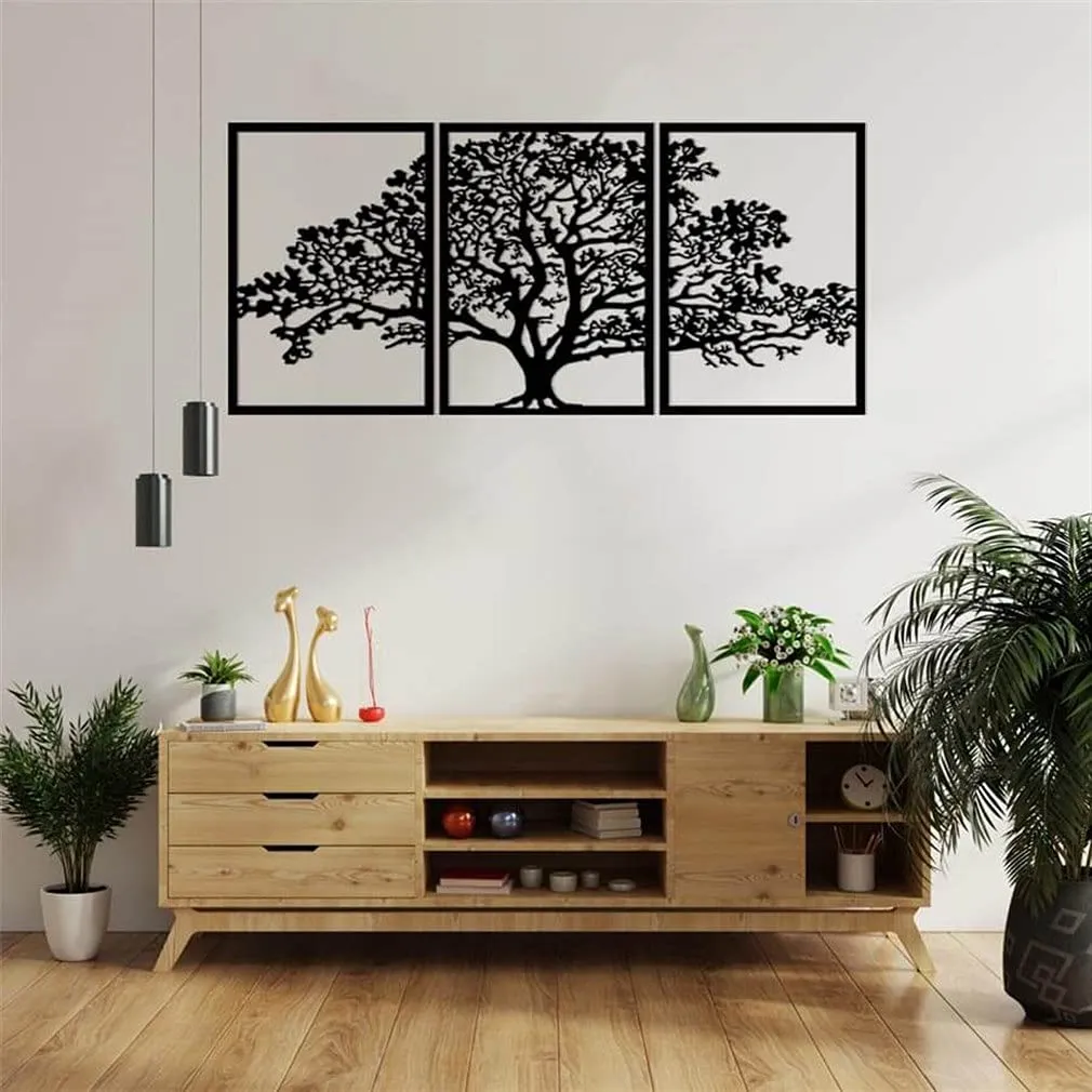 Homeparadise Baum des Lebens Wanddeko Metall 60x130cm schwarz