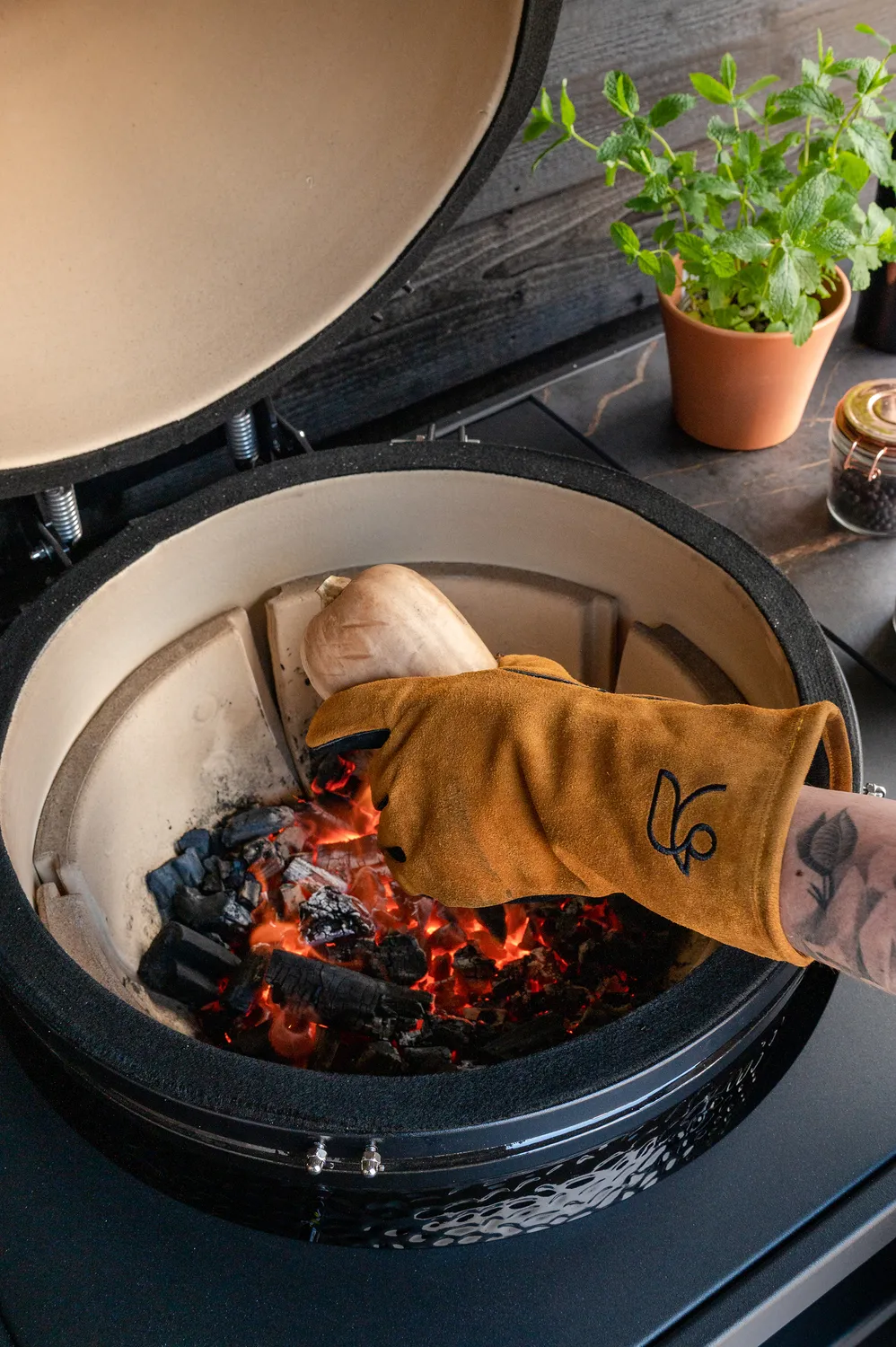 Roostr Grillhandschuhe Wildleder braun 2er-Set 250°C