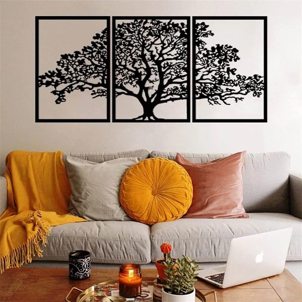 Homeparadise Baum des Lebens Wanddeko Metall 60x130cm schwarz