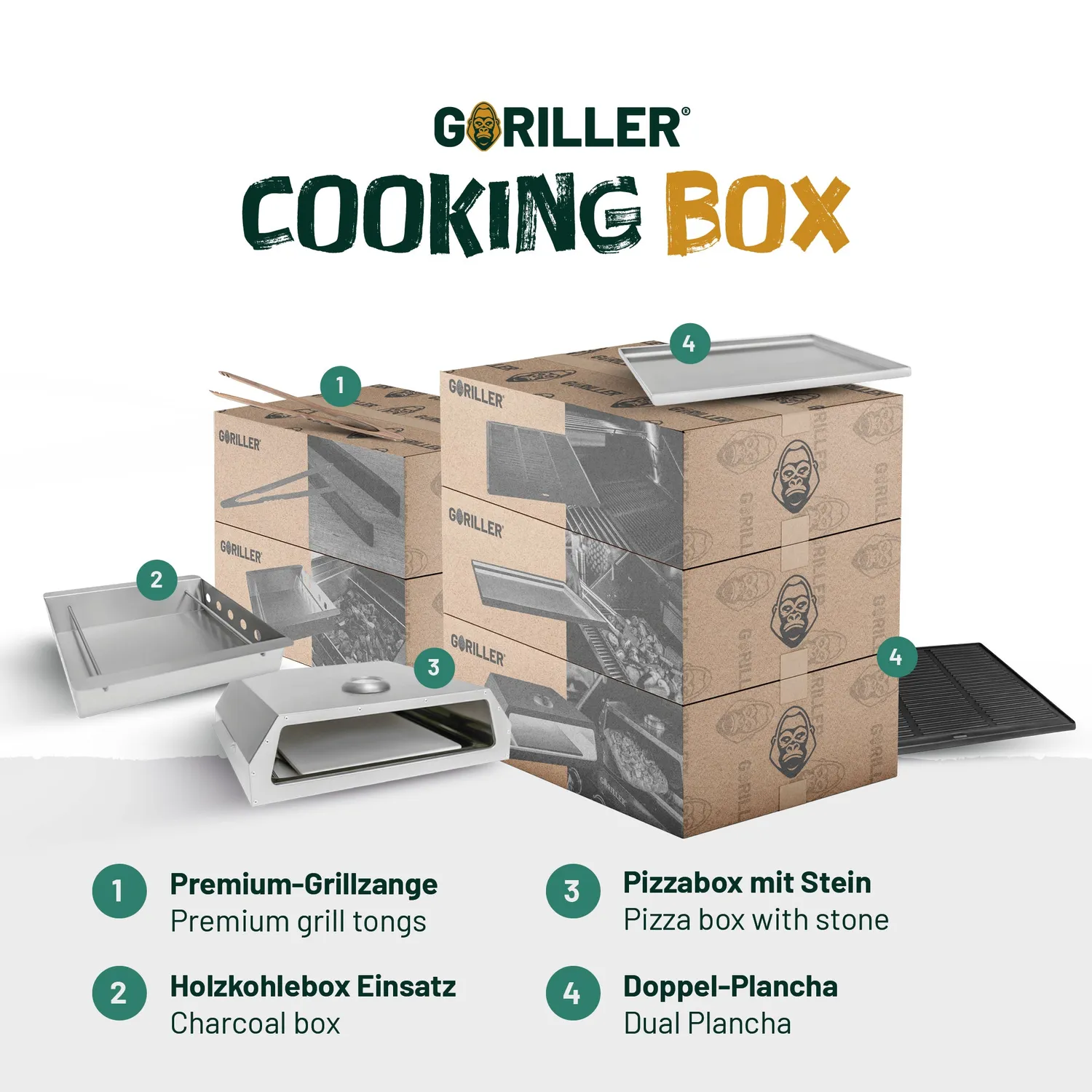 Goriller MEGA Cooking Box Grill-Set 5-teilig Plancha Pizza