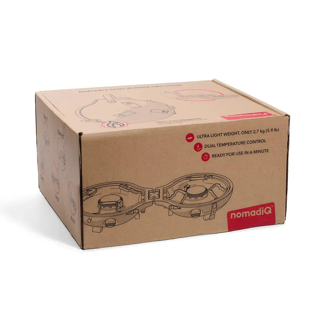 NomadiQ Outdoor-Kocher 2-flammig Gaskocher faltbar 2,7 kg
