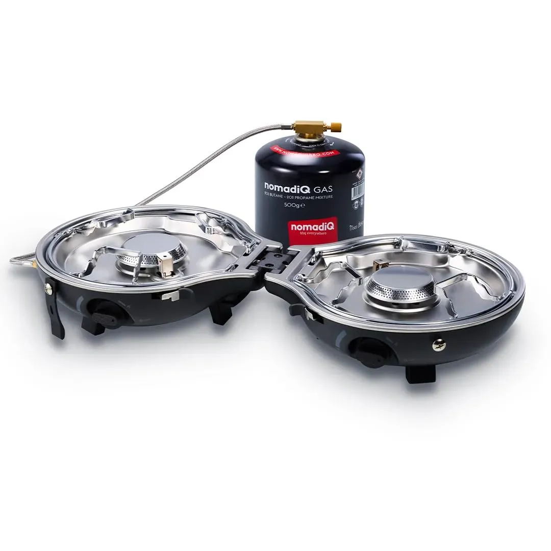 NomadiQ Outdoor-Kocher 2-flammig Gaskocher faltbar 2,7 kg