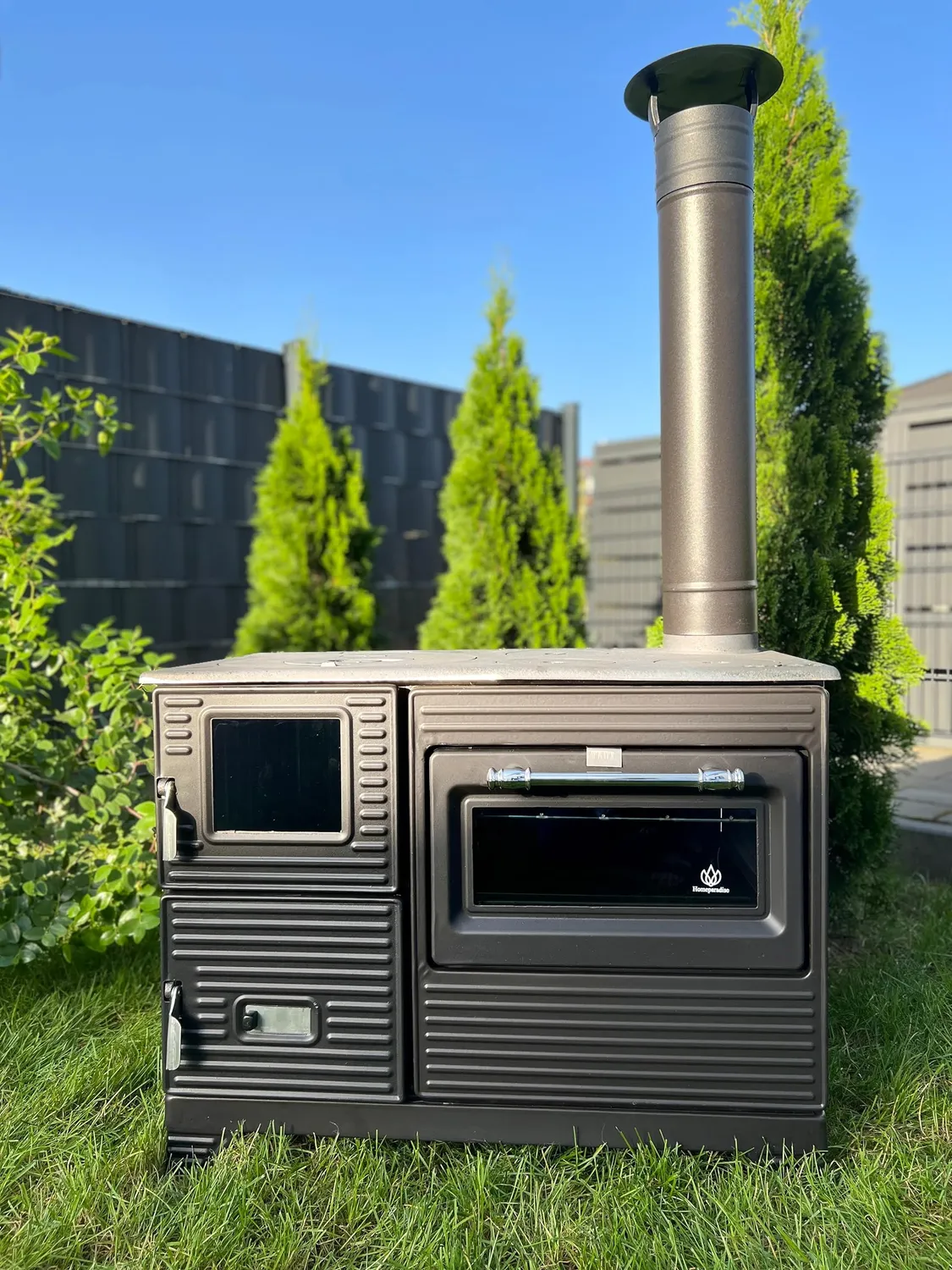 Homeparadise Kuzine Soba Gartenküchenofen Holz 65 kg Gusseisen