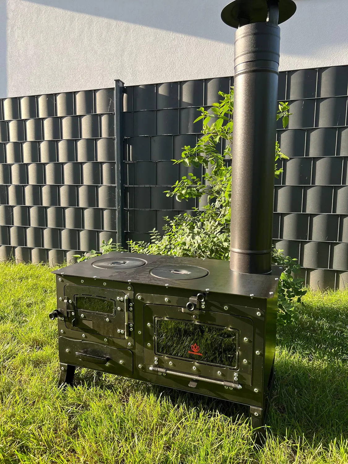 Homeparadise Zeltofen Gartenofen Stahl mit Backfach 68x42x38cm