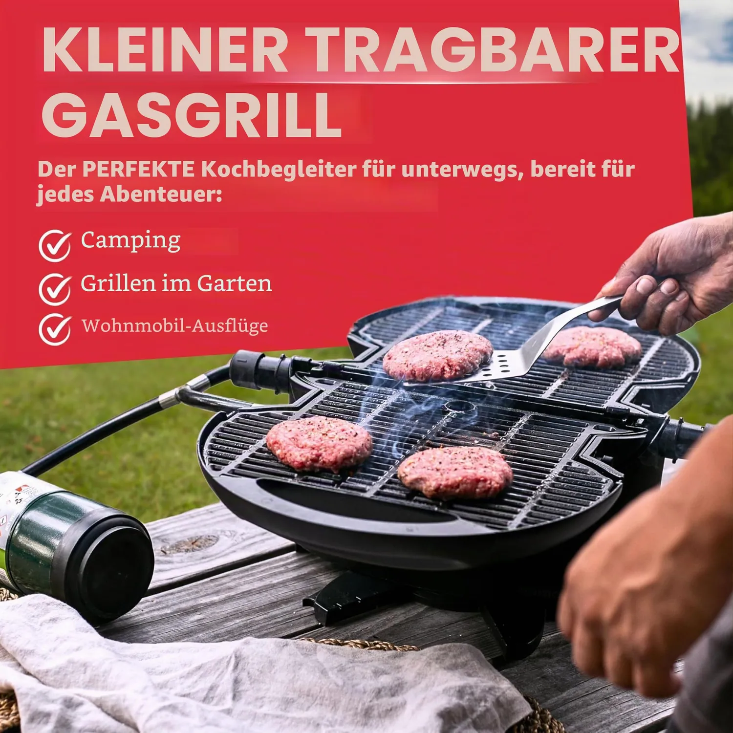 NomadiQ BBQ 2.0 Tischgrill Schwarz 2 Brenner Alu